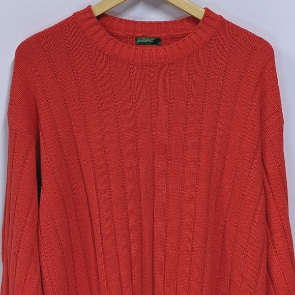 United Colours of Benetton Vintage Red Knit Sweater, Size XL - Picture 1 of 11